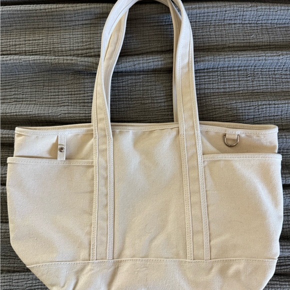Handbags - Cream Canvas Tote Bag with Dual Shoulder Straps